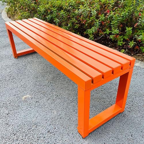 Banco de metal naranja para exterior de 2 plazas para jardin 2