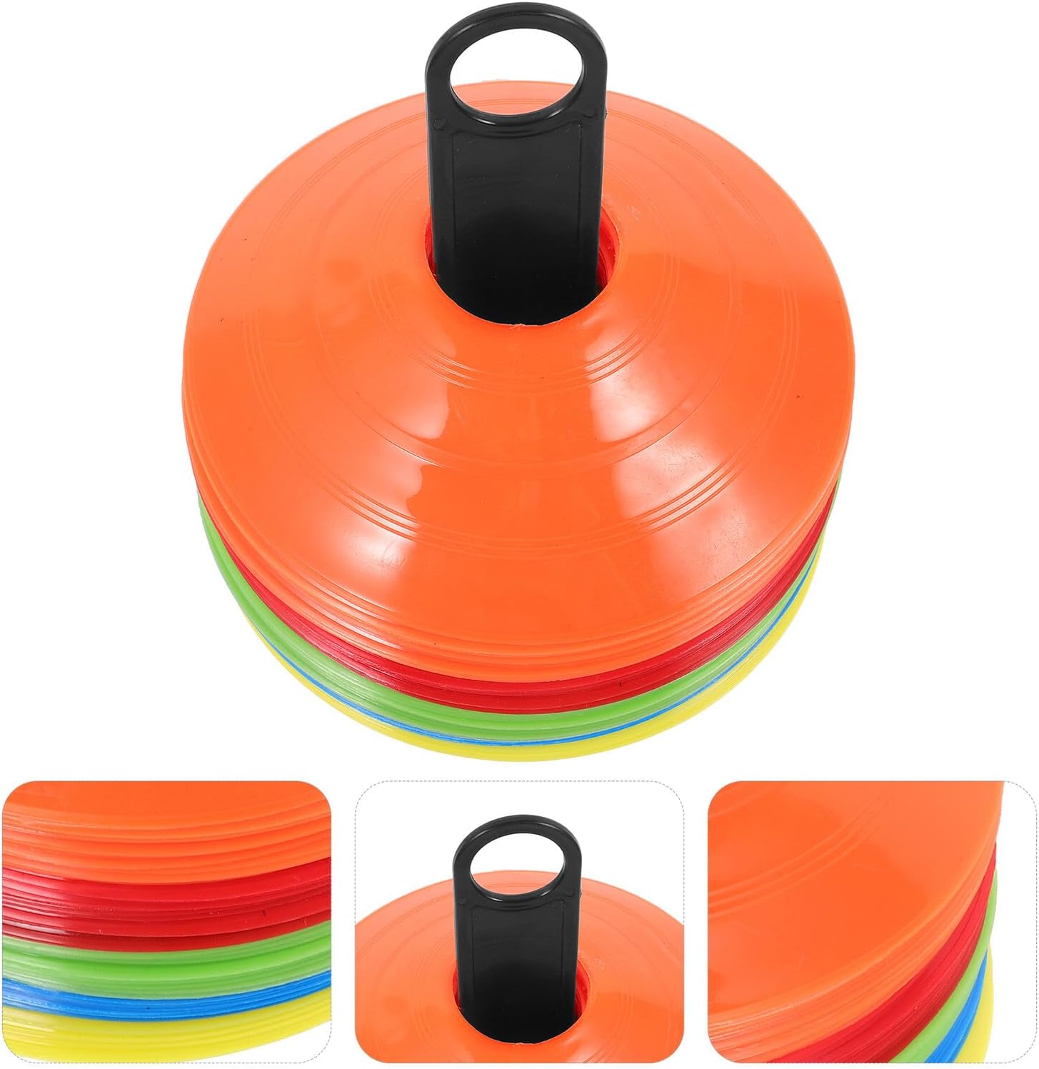 DOITOOL Soccer Training Cones Set with 50 Colored Agility Discs, Portable Football Marker Cones with Carry Rack and Mesh Bag for Soccer Practice and Field Drills