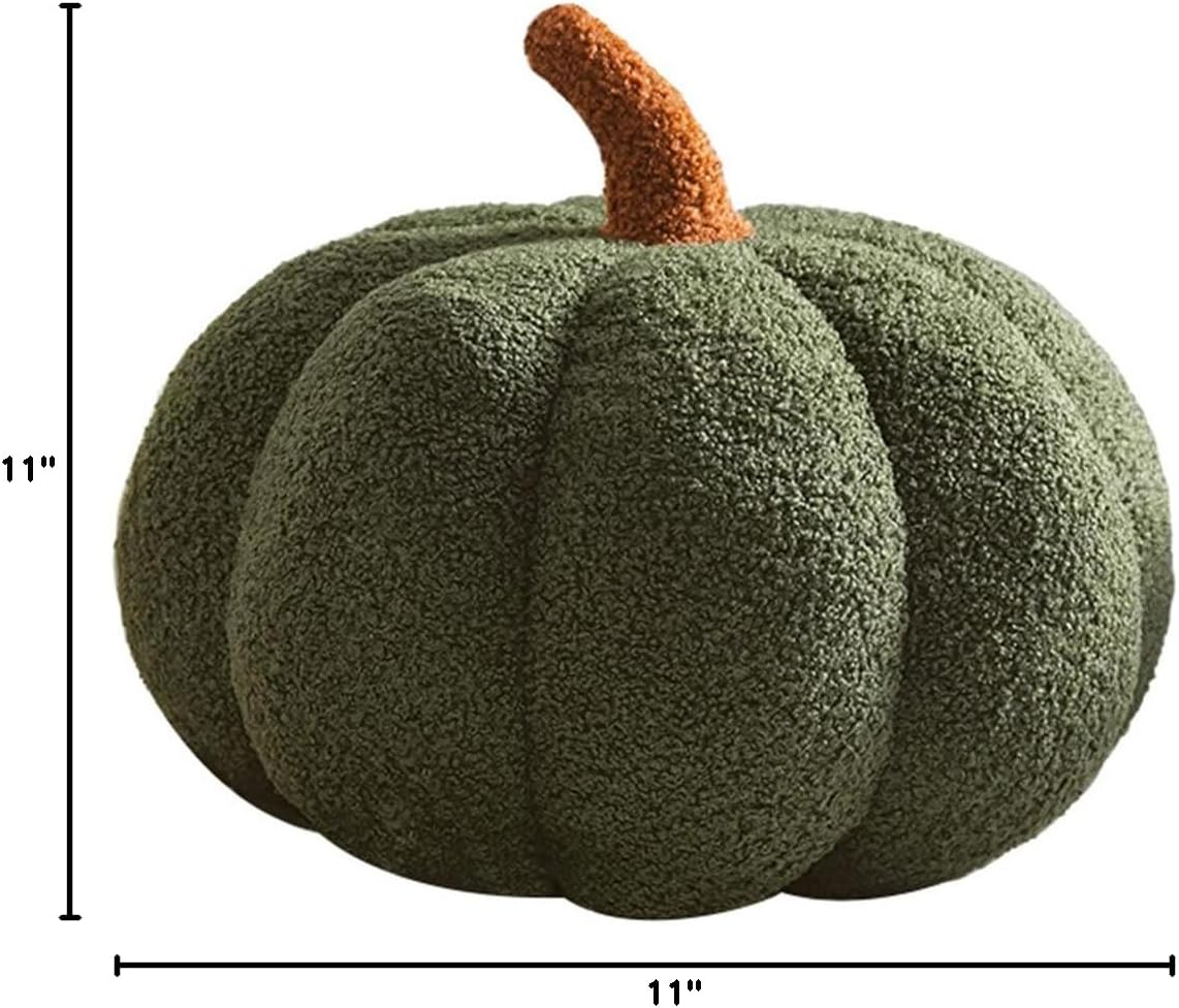 3D Simulated Pumpkin Pillow Plush Pillow Sofa Cushion (7.8inch, Olive)