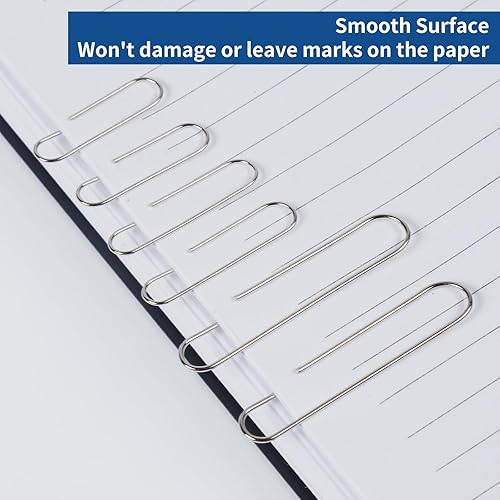 Miniatura 5 de 1800 Clips de papel de tamaños surtidos grandes, medianos y pequeños, duraderos y resistentes al óxido, clips de papel para oficina, escuela y uso