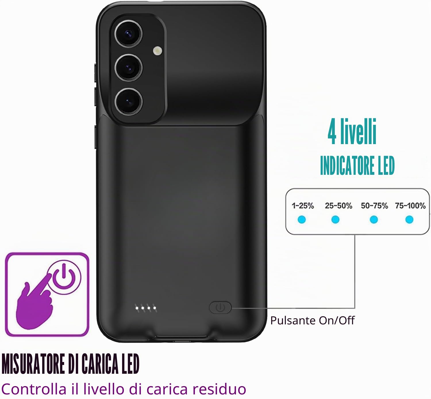Custodia per Batteria per Galaxy A35/A55, Coperchio di Ricarica del Pacchetto di Alimentazione Portatile Ricaricabile 7000mAhGalaxy A35/A55 5G (6,6 Pollici) Caricabatterie esteso