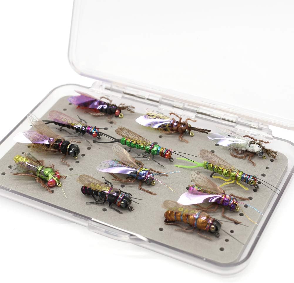 Fly Fishing Flies Realistic Dry Wet Nymph Trout Flies Hand Tie Lures Kits 12/26/48 Pcs (5-Moth kit 12pcs) : Sports & Outdoors