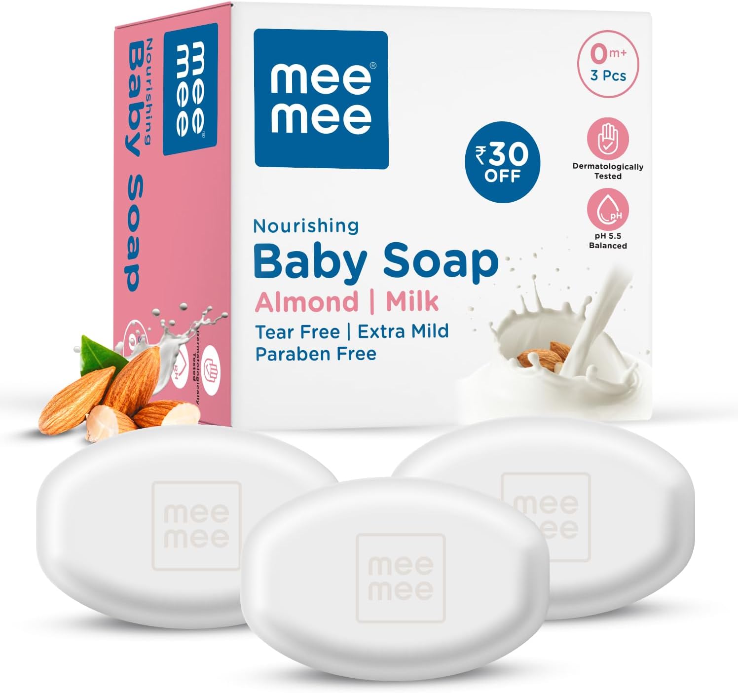 Gentle Baby Soap 75g (Pack of 3) | Gentle Bathing Bar Infused with Chamomile, Olive, Almond Oil, and Milk Extracts | Dermatologist Tested for Soft Baby Skin | Tear-Free Formula | Paraben Free