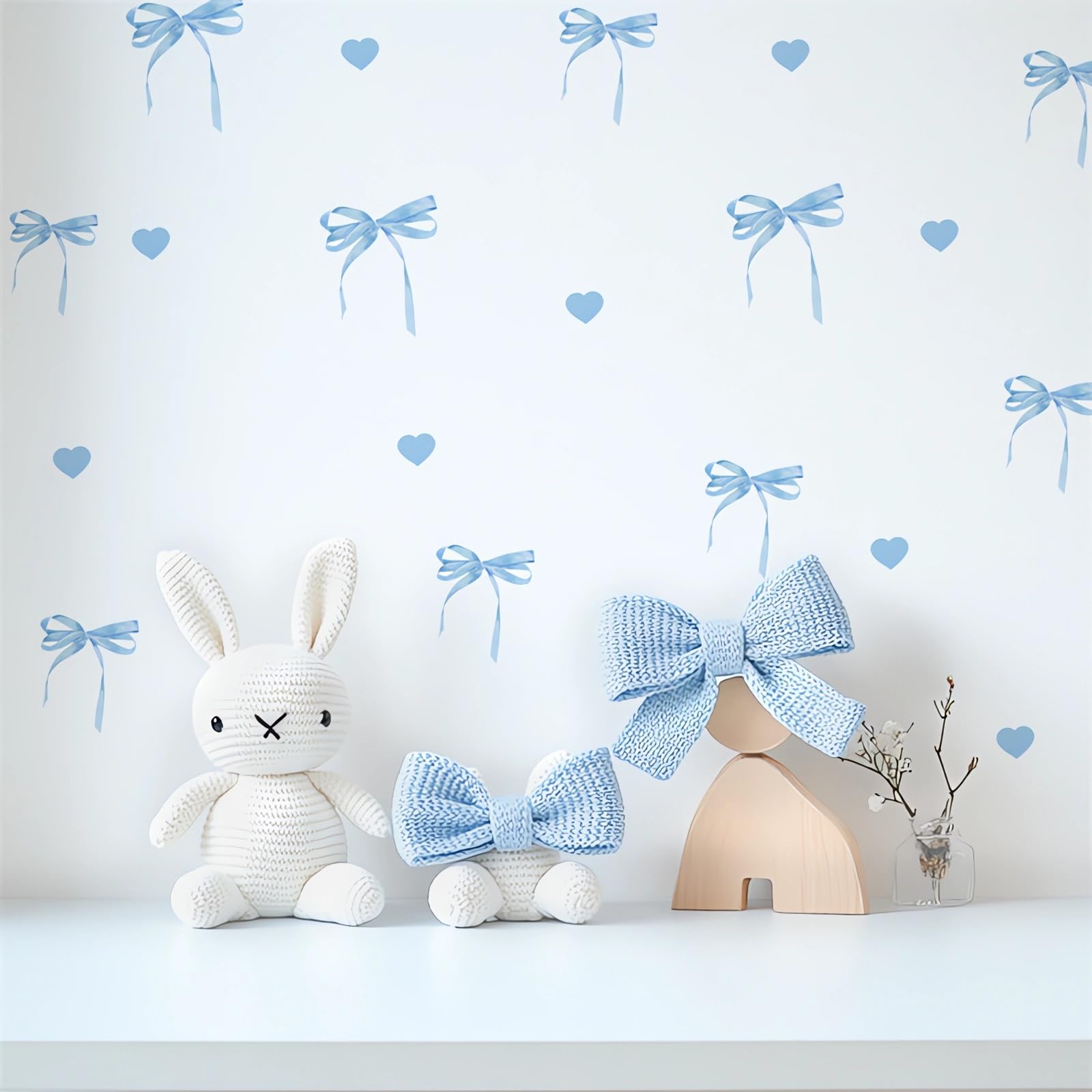 Stickers muraux nœud bleu en vinyle amovible pour décorer la chambre d'enfant lot de 6