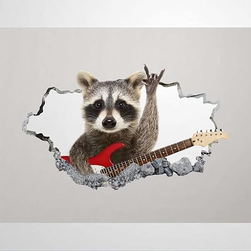 Calcomanía de pared de mapache divertido, decoración artística de animales en 3D, póster impreso, regalo, calcomanías de pared personalizadas, mural