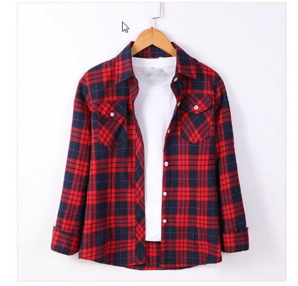 MIDJ Bluse Damen,Karierte Damenhemden Holzfällerhemden Rot- Und Marineblaue Flanellhemden Freizeitjacken Zarte Knöpfe Schlankes Revers Strickjacke Vintage Sexy Hemden Leichte Damenjacken