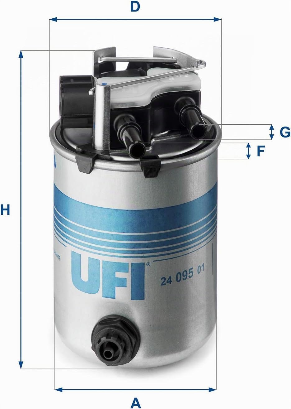 UFI Filters, Filtre Diesel 24.095.01, Filtre à Carburant de Remplacement, Adapté aux Voitures, Applicable sur Divers Modèles tels que Nissan et Renault