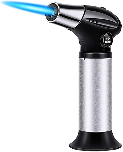 Ideapro Antorcha de butano, encendedor de cocina recargable, soplete culinario con bloqueo de seguridad y llama ajustable para creme brulee,