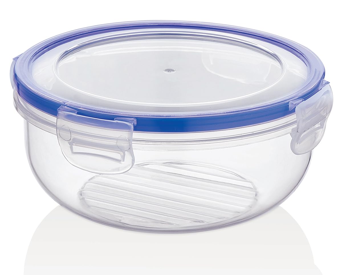 Best House | Small Plastic Storage Box | Round Food Container with Lids | 800 ml | Set of 2 | Lunch Box for Food Storage | BPA Free, Microwave, Freezer & Dishwasher Safe - Airtight SnapLock Lids