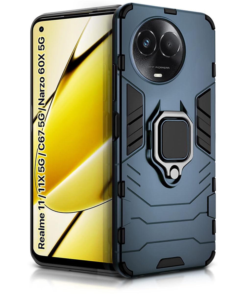 WOW IMAGINE Shock Proof Back Case Mobile Cover for Realme Narzo 60X 5G | 11 5G | 11X 5G | C67 5G | Back Cover Case (Tough Armor | Hybrid PC + TPU | Ring Holder & in-Built Kickstand | Blue) (B0CWYQK1YK) Amazon Price History, Amazon Price Tracker
