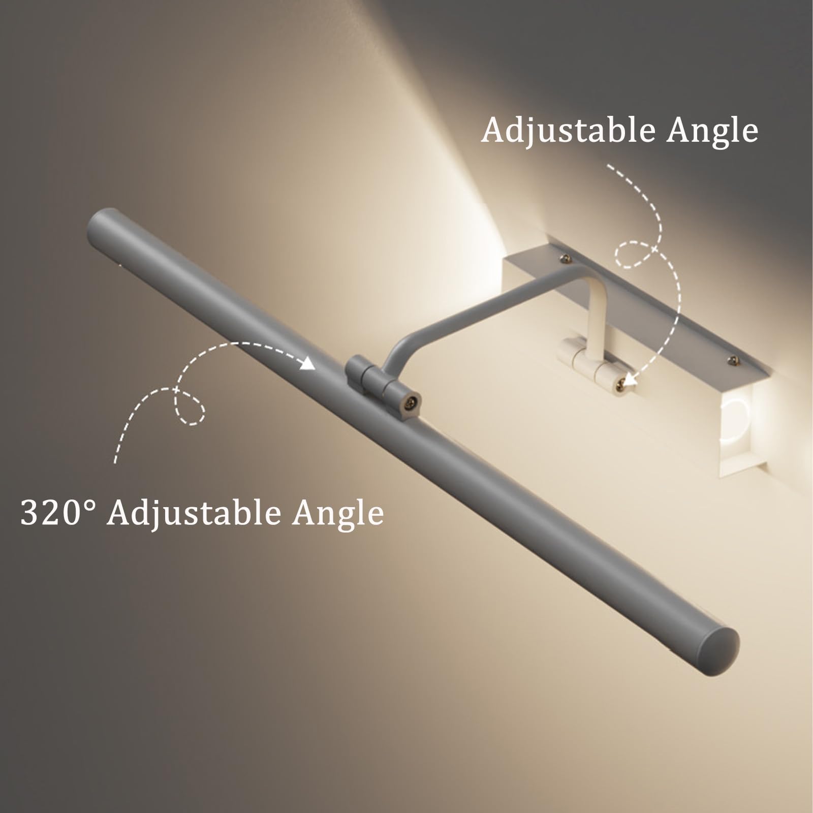 LED Spiegelleuchte Bad Wandleuchte 320° Drehung Einstellbarer Winkel Wandleuchten Bildbeleuchtung Wasserdicht Wandbeleuchtung Wohnzimmer Schlafzimmer Schminktisch (Weißes Neutrales Licht,40cm)