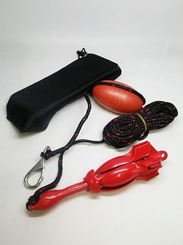 Pactrade Marine Kit completo de anclaje rojo plegable de 3.5 libras para canoa de kayak y barco