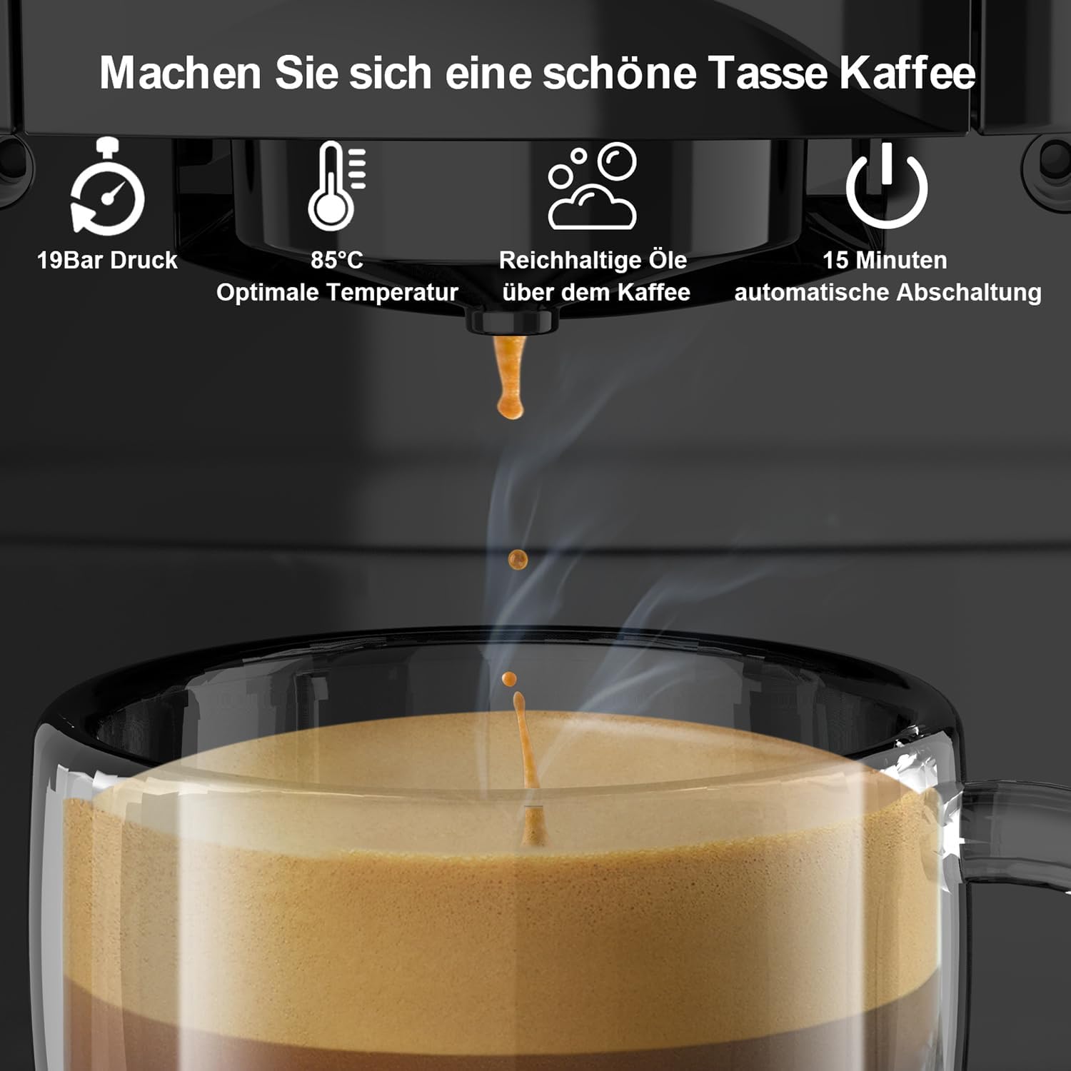 KOTLIE Macchina Da Caffè Capsule 4 in1,Per Nespresso Original/Dolce Gusto/Caffè in polvere/Caffè Borbone ESE Pods (44mm)/STARBUCKS/,19Bar,800ML