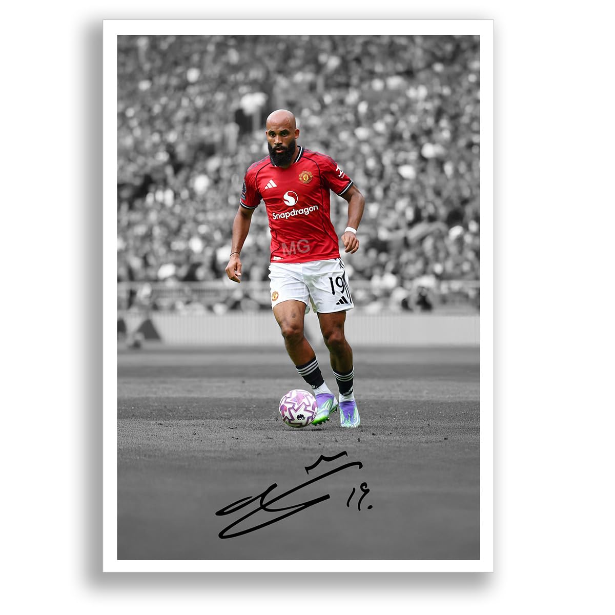 Bryan Mbeumo Manchester United Signed Photo Poster Print Picture Display Framed Autograph Memorabilia for Football Fans Gift Man Utd Cameroon (A3 Poster Only B+W)