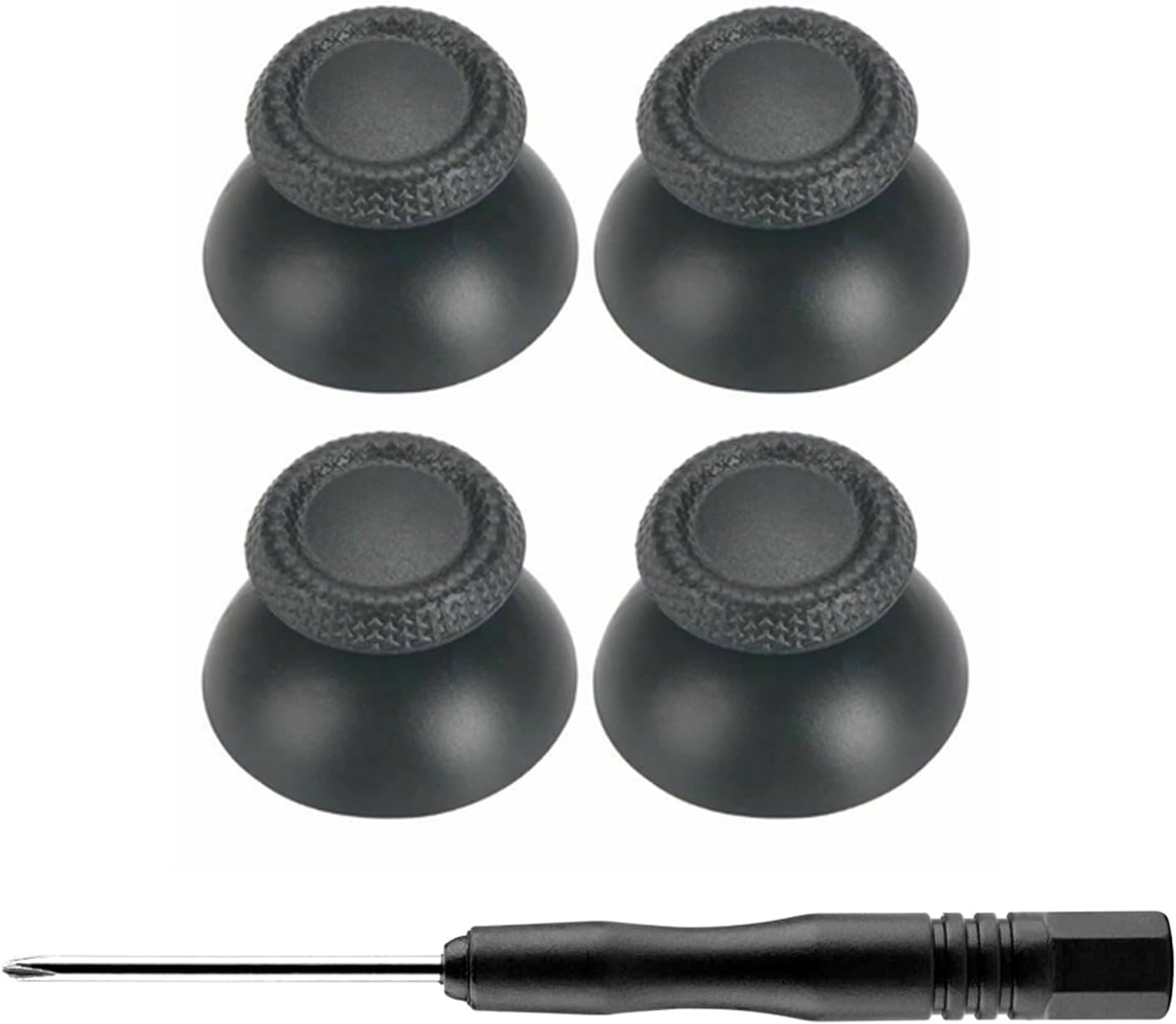 Gamer Gear Black Replacement 4 pack Thumbsticks for PS5 Controller, easy to replace, Custom Analog Stick Joystick Compatible with PS5, includes screwdriver