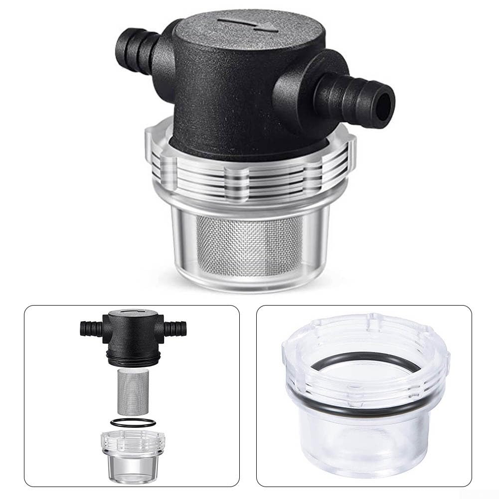 1/2 Zoll Wasserfilter Edelstahl 50 Mesh Inline Sieb für Pumpe Sprüher Hochdruckreiniger Transparent Gehäuse Leicht zu Reinigen