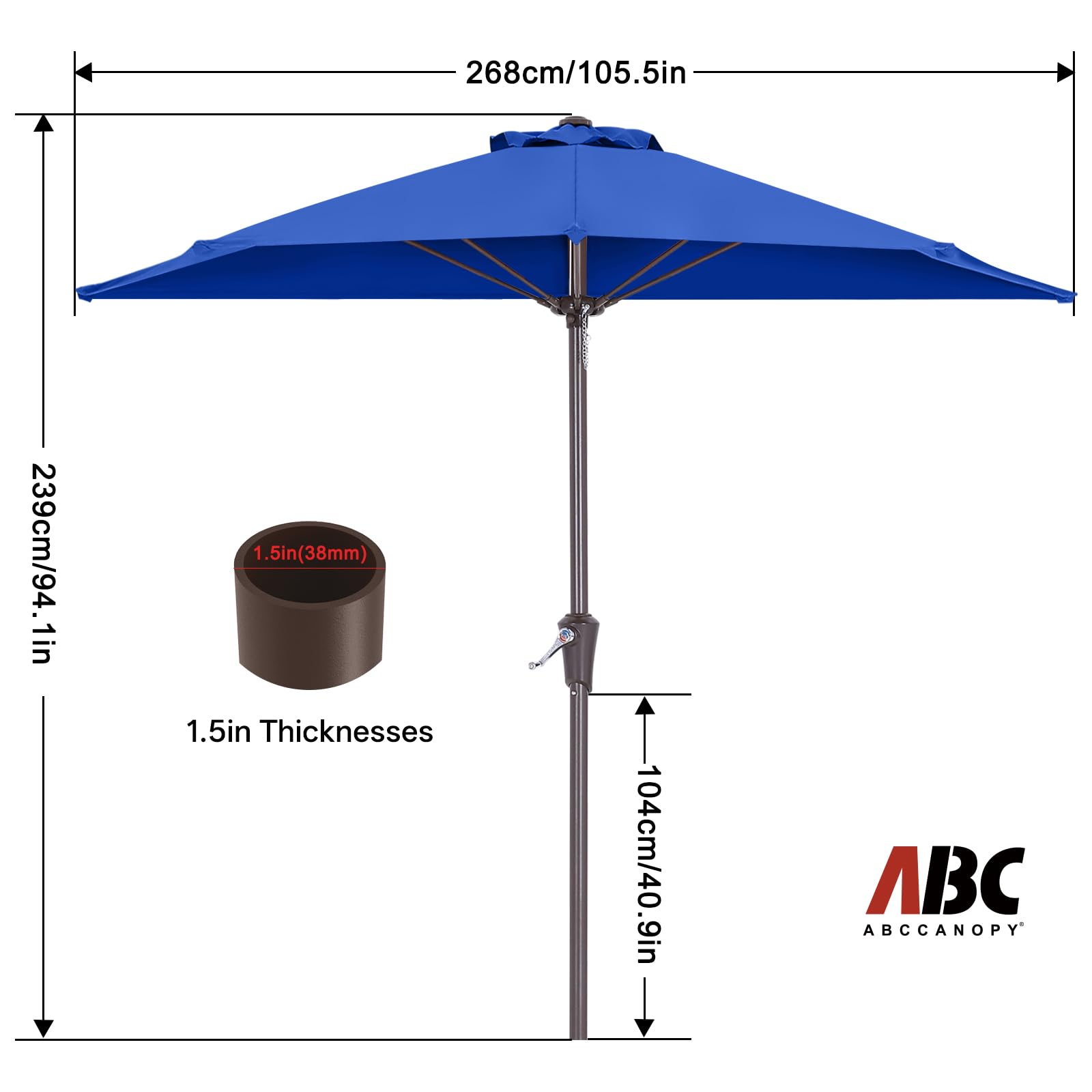 ABCCANOPY Patio Umbrella 9FT Outdoor Half Umbrella(Blue)