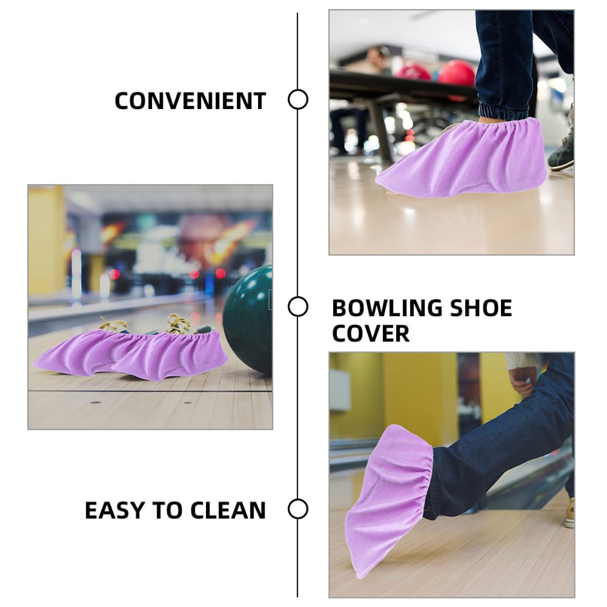 balacoo 2 Pairs Women Bowling Shoe Covers Black Bowling Shoes Cover for Women Elastic Band Design Sliding Protection Accessories
