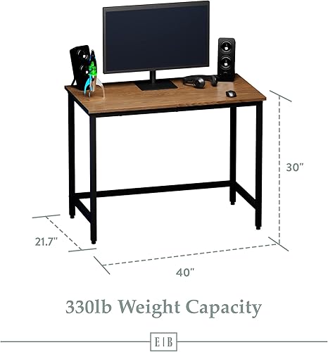 Miniatura 9 de Edenbrook Escritorio plegable Metal Perfect para computadora, juegos, oficina, artículos esenciales de habitación pequeña, color marrón, 20 x 39.5 x