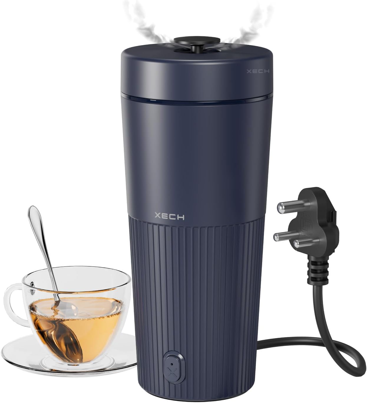 XECH Portable Electric Kettle 700ml | Small Travel Kettles with Rapid Boil, Cool-Touch, ABS Body, 500W, Coffee & Instant Meals | Mini Hot Water Flask (Hydroboil PRO) (Blue)