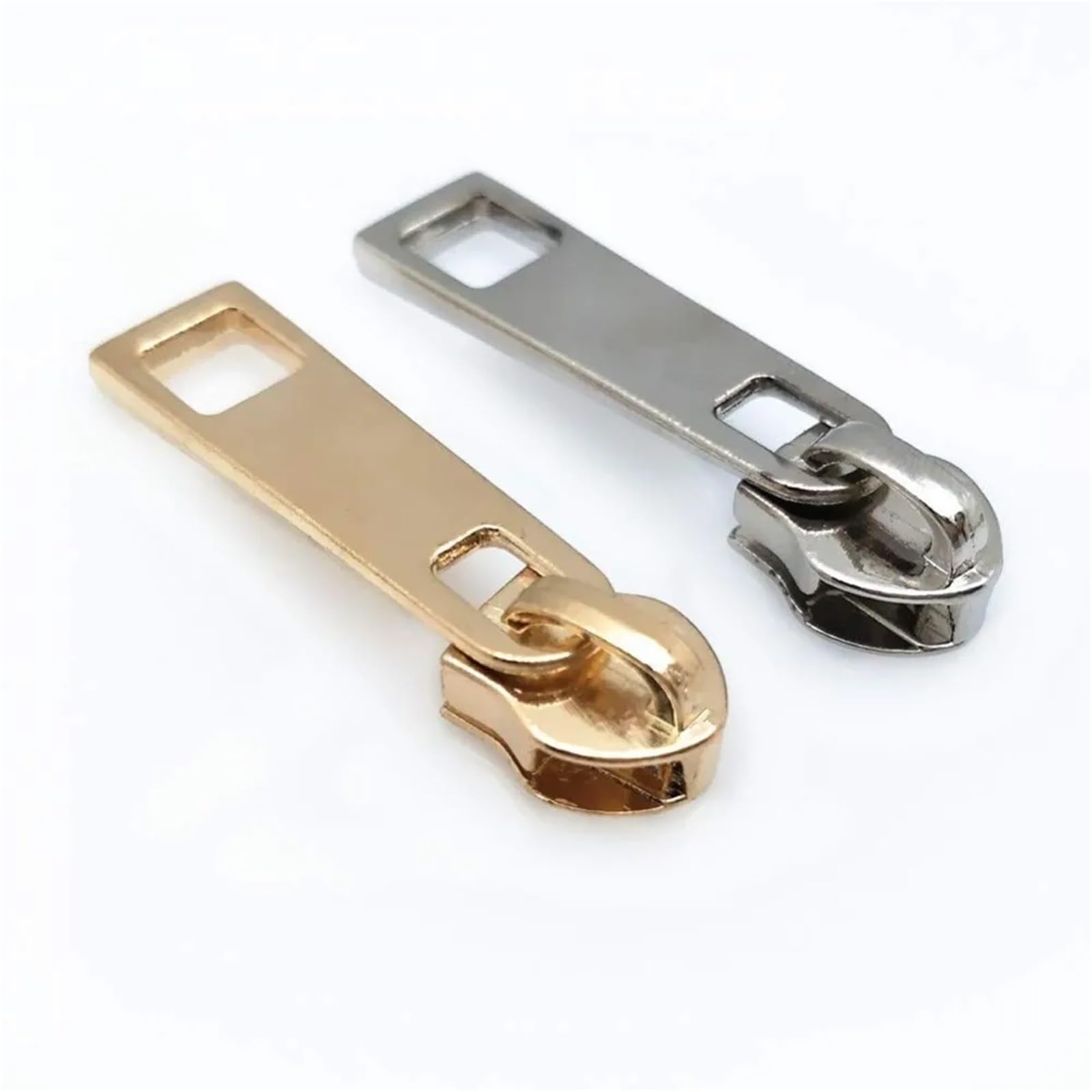Tiradores de cremallera, 200 unidades, 5#, metal, nailon, dorado y plateado, tirador de cabeza deslizante para manualidades, bolsa de trabajo a mano (plateado)