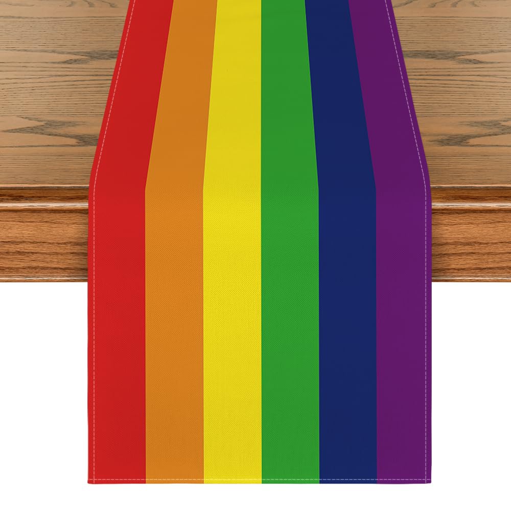 Artoid Mode Rainbow Pride Day LGBT Table Runner, Kind Holiday Kitchen Dining Table Decoration for Home Party Decor 13x90 Inch