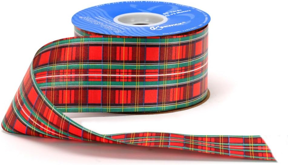 2-1/2-Inch Wide by 50 Yard Spool Tartan Holiday Craft Ribbon, Red