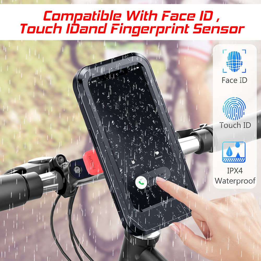 porotmotor Waterproof Motorcycle Phone Holder with Charger, Waterproof Phone Mount with Quick Release, Wireless Charging, and Enhanced Stability