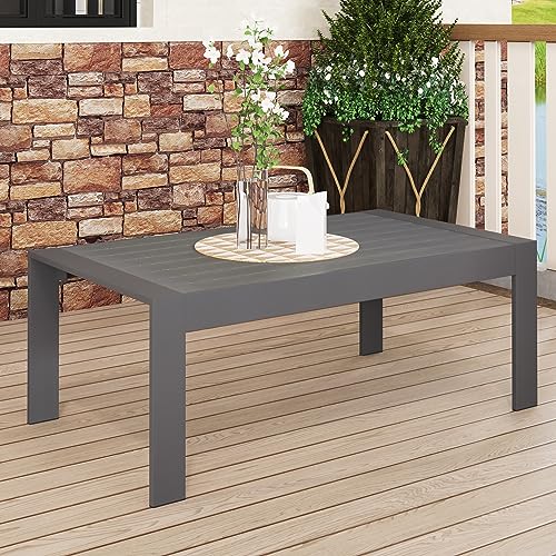 Solaste Aluminum Outdoor Coffee Table, All-Weather Rectangle Metal Patio Coffee Table Furniture for Balcony, Garden, Indoor or Outdoor Use, Dark Grey