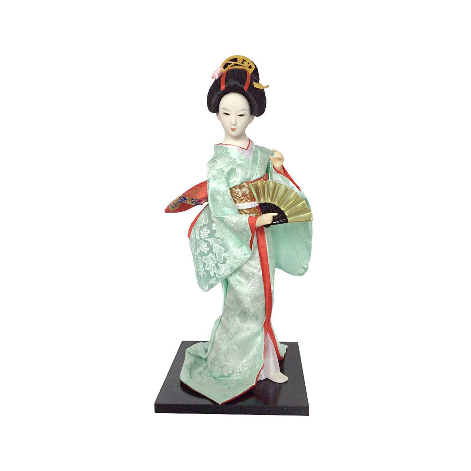 Figurina Kabuki Japonesa 30 cm, Muñeca Geisha con Kimono Tradicional, Estatua Artesanal en Yeso, Decoración Japandi para Hogar y Oficina,F,12" (30cm)