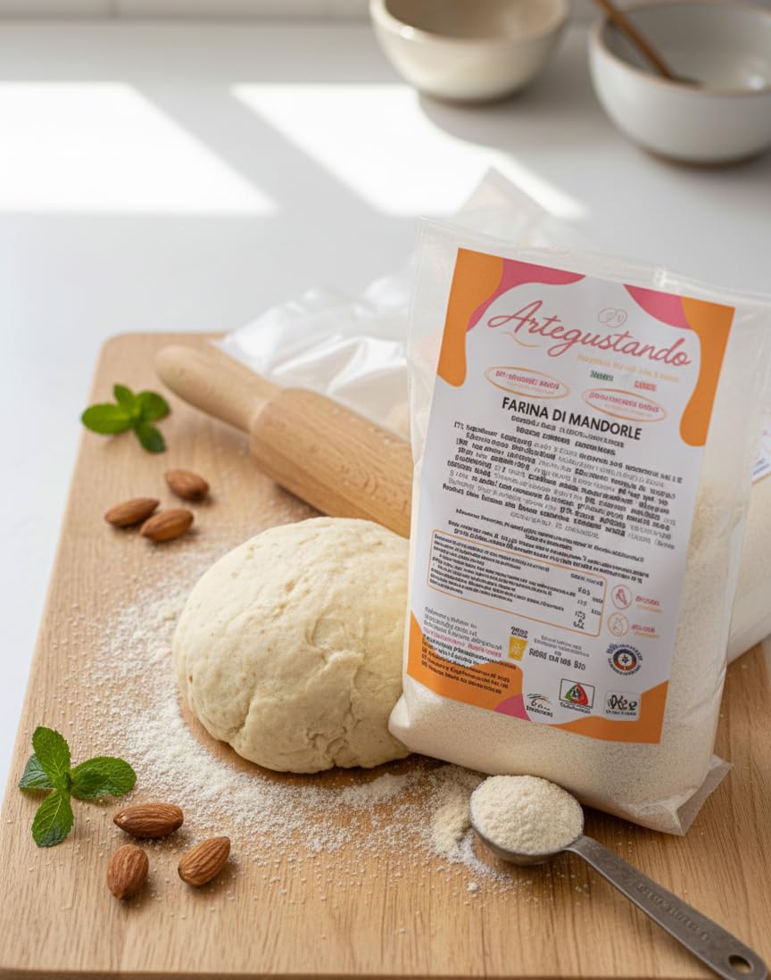 Artegustando Farina di Mandorle dolci Pelate 1 kg Senza Glutine Professionale – Ottimo impiego in Pasticceria per la preparazione di Dolci e Marzapane