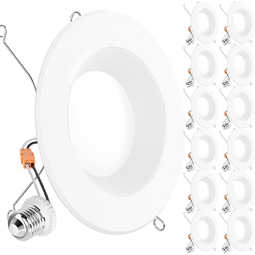 Sunco 12 Pack 6 Inch LED Recessed Light, Retrofit Downlight Can Lights for Ceiling, Baffle Trim, 1050 LM, 13W (75W Equivalent), 3000K Warm White, Dimmable, Damp Rated UL