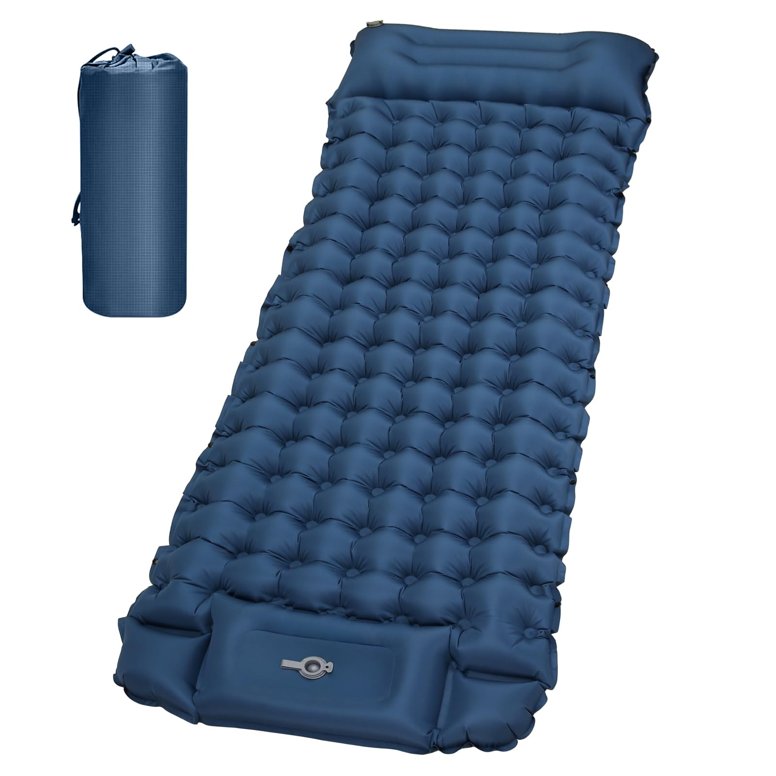 Tuocal Sleeping Pad for Camping, 9cm Thickness Ultralight Camping Inflatable Mattress with Built-in Foot Pump, Waterproof Inflating Mattress with Carry Bag for Hiking, Backpacking, Traveling