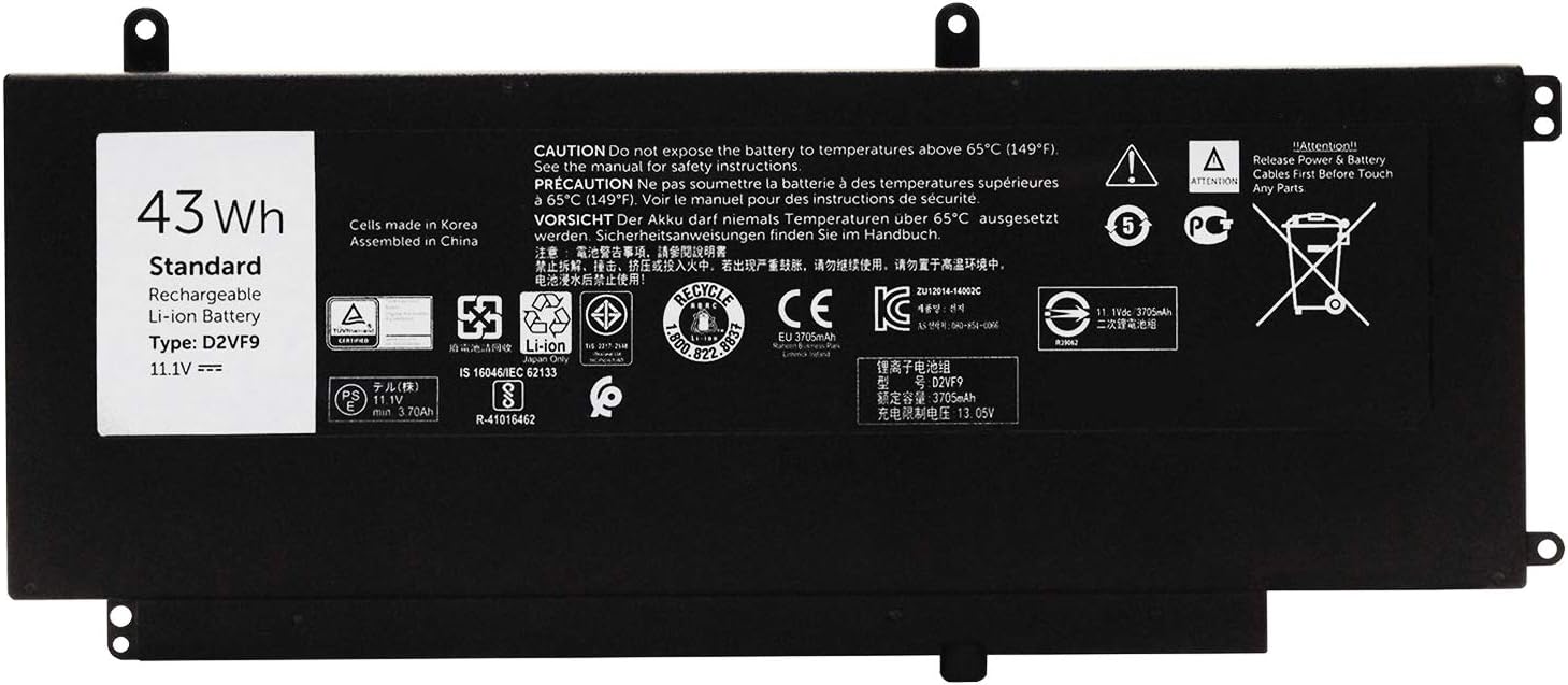 EBKK D2VF9 Battery 0PXR51 Replaceable for DELL 7547 7548 Vostro 14 5459 PXR51 0YGR2V【11.1V 43Wh】