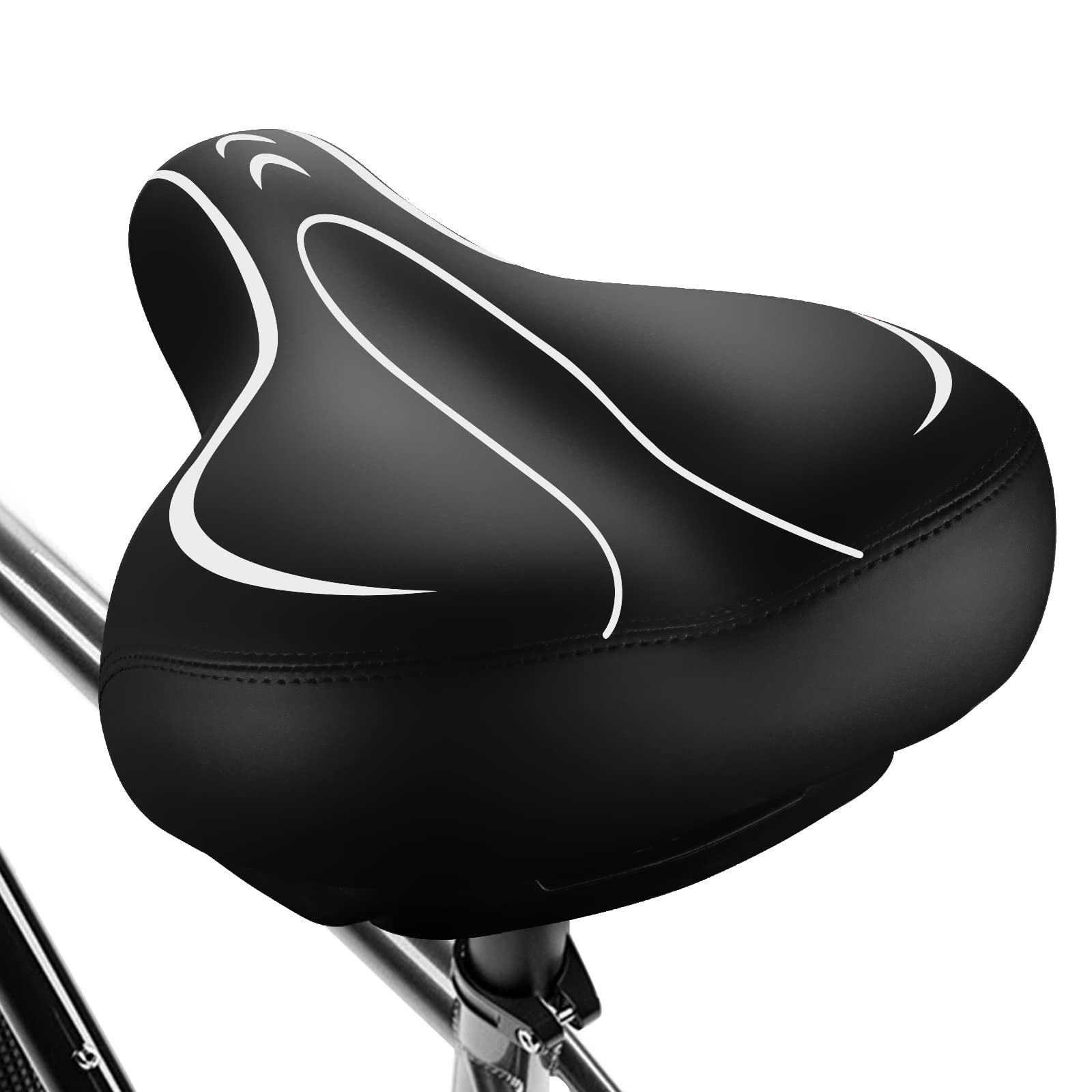 Oversized Bike Seat, Comfortable Bike Seat - Universal Replacement Bicycle Saddle - Waterproof Leather Bicycle Seat with Extra Padded Memory Foam - Bicycle Seat for Men/Women