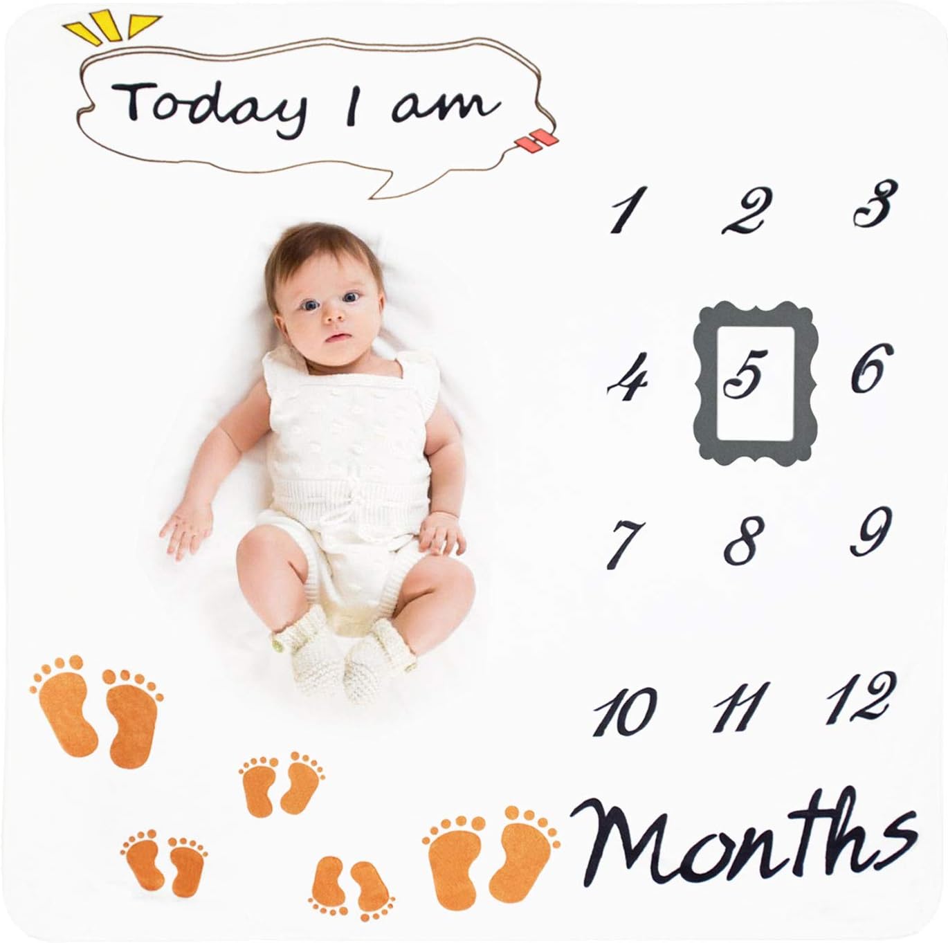 Baby Monthly Milestone Blanket for Girl Boy, 47”x47” Fleece Blanket for Newborn