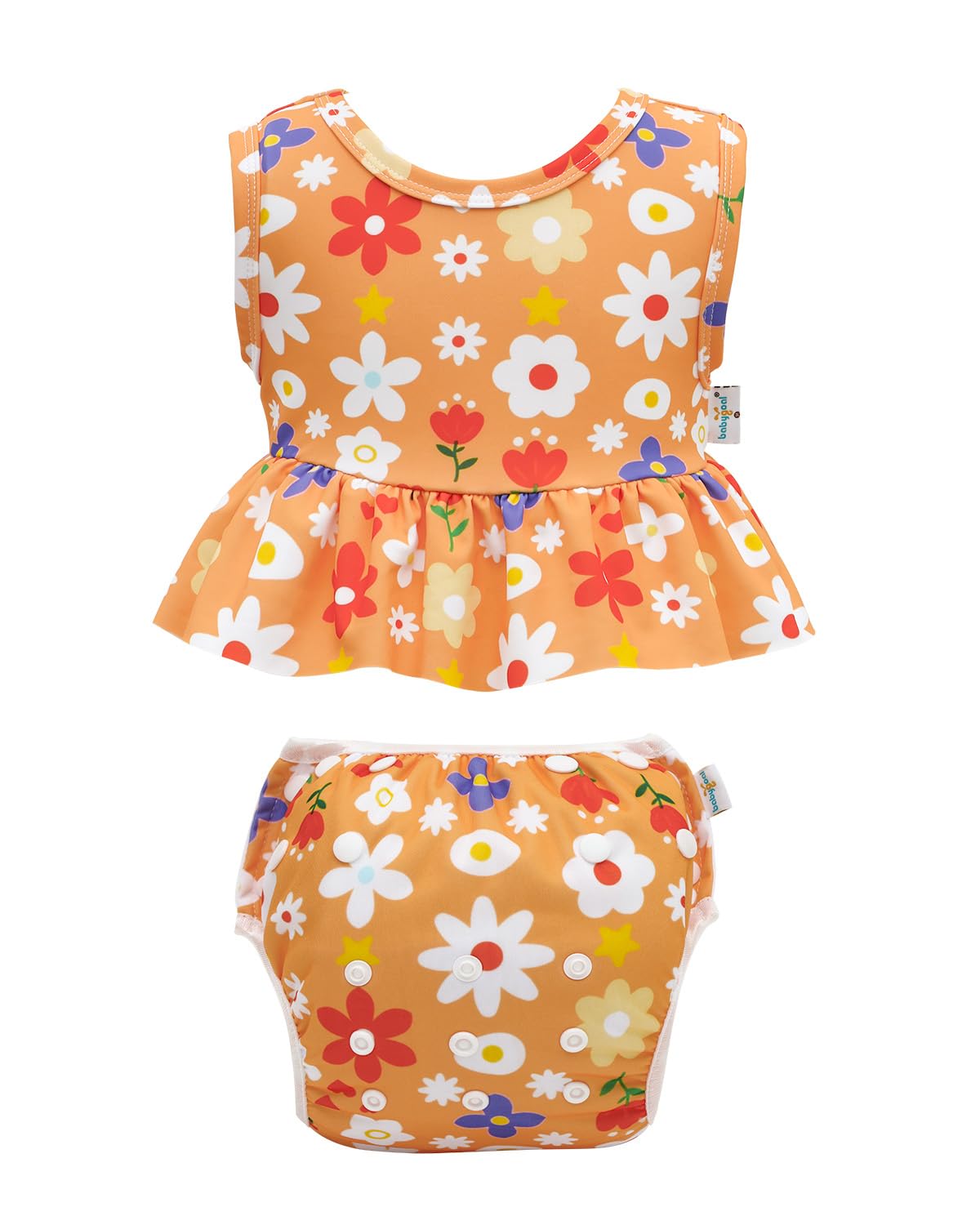 babygoal Baby Girl Swimsuits with Reusable Swim Diaper 2-Piece, Tankini Bathing Suit Swimwear for Infant and Toddler