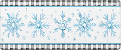 Tapete de baño con diseño de copo de nieve azul para bañera, antideslizante, de secado rápido y absorbente, tierra de diatomeas, para fregadero,