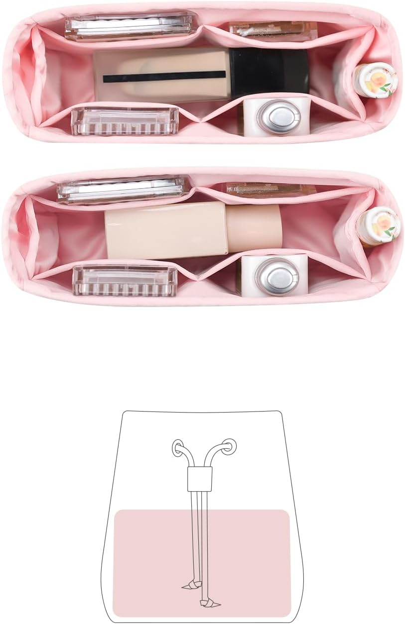 Organizer for Luxury Bag with Silky Satin, Tote Bag Inner and Purse Bags Storage Fit for Neonoe BB/MM/2022 MM Bags, Multiple Pockets Capacity, Lightweight for Daily Use(Pink, Neonoe MM)