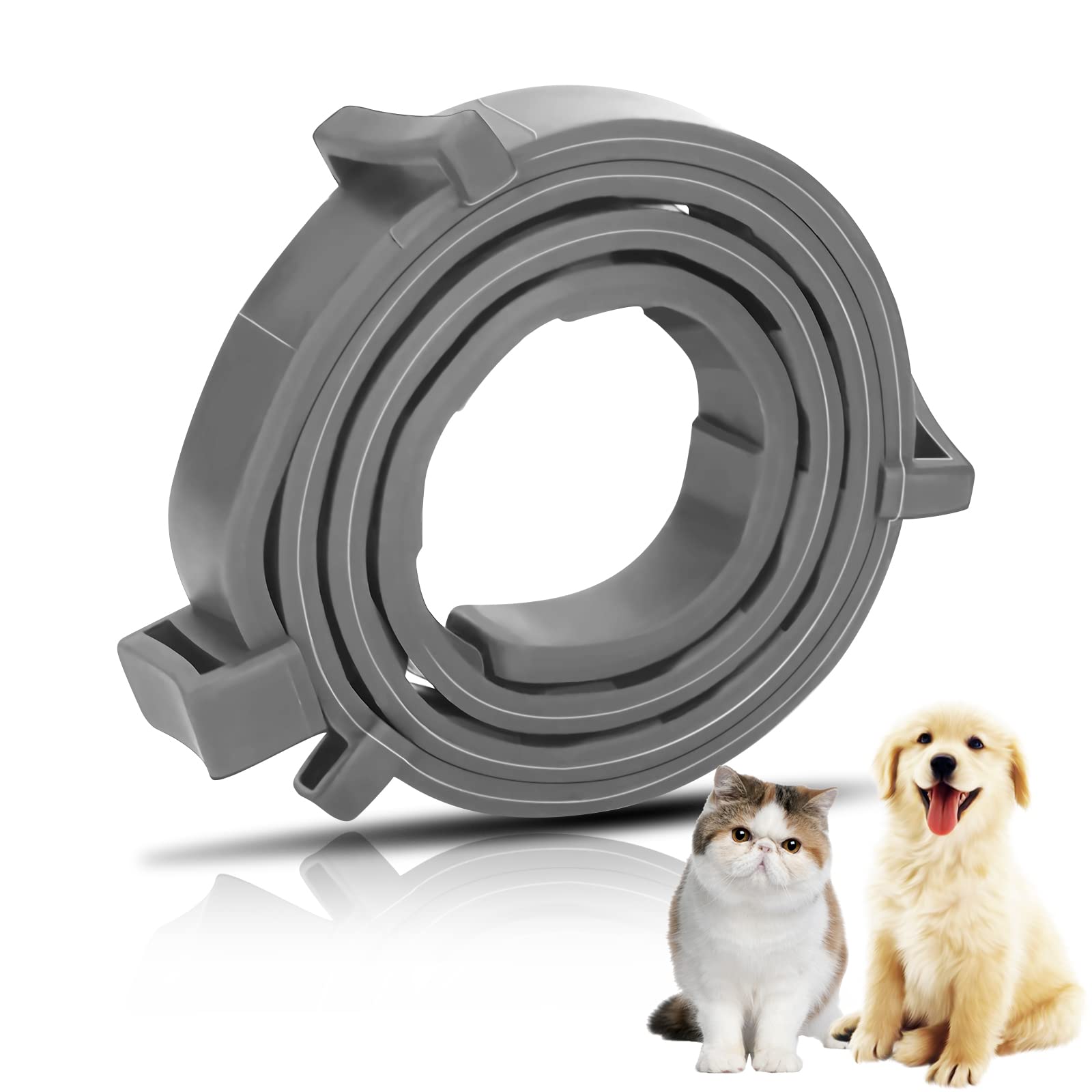 Flea and Tick Collar for Dogs Cats, Waterproof Adjustable Pet Collar for Puppy Kitty Flea Prevention, 63cm Flea and Tick Treatment and Prevention Collar for Dogs Cats, One Size Fits All