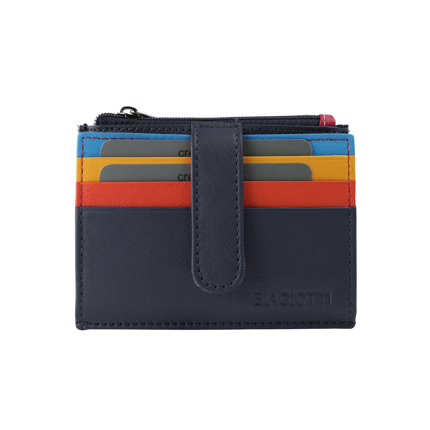 Laura Biagiotti Biagiotti - Tarjetero de piel auténtica, unisex, con bolsillo y caja, Navy 53, Moderno