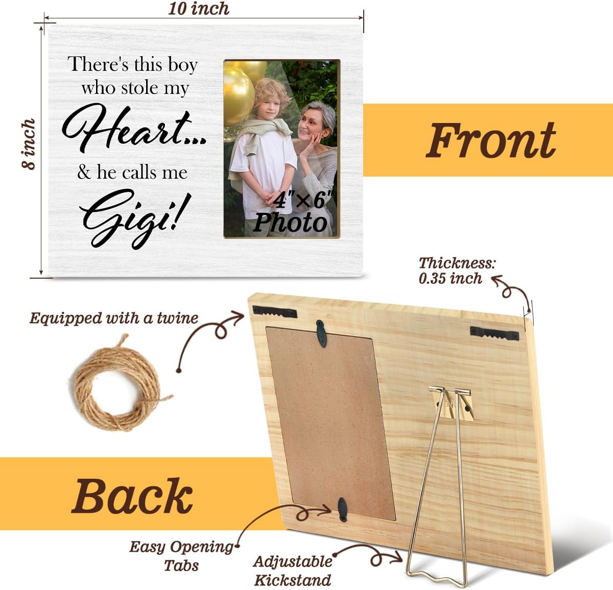 JioJio Chan Gigi Gifts Picture Frame for Grandma - 4 x 6 Inch Photo - Grandma Gift Picture Frame for Grandmother Mothers Day Birthday Christmas - Image 2