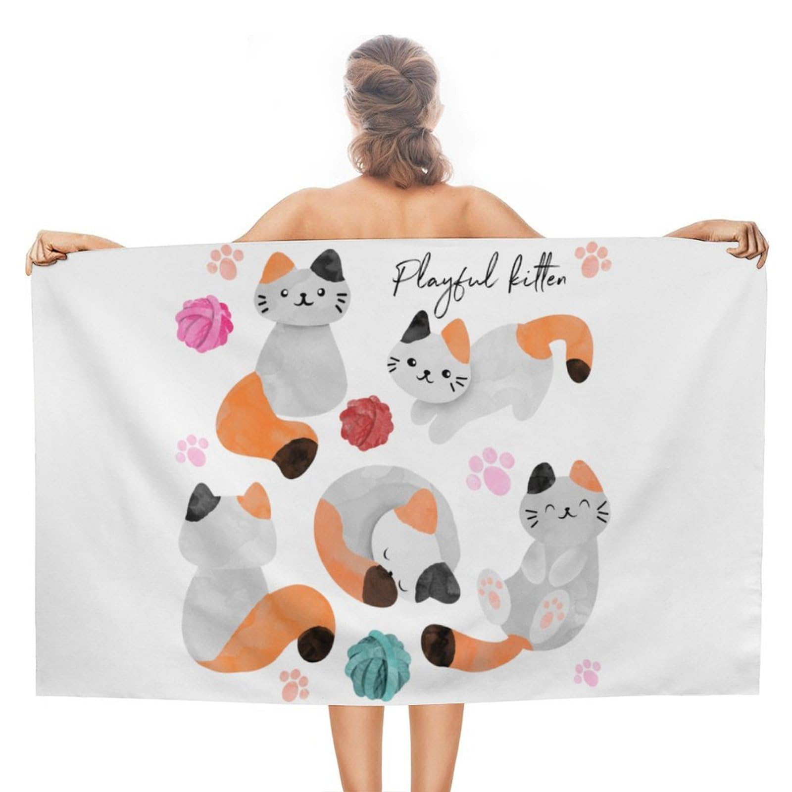 CGSBNGHA Watercolor Cats Beach Towels Soft Bathroom Bath Pool Swim Towels for Women Men