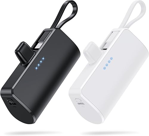 Paquete de 2 Cargador portátil pequeño de 5200 mAh para iPhone, cargador de batería PD 3.0A con cable integrado, mini batería USB C compatible con disponible en Yaxa Peru