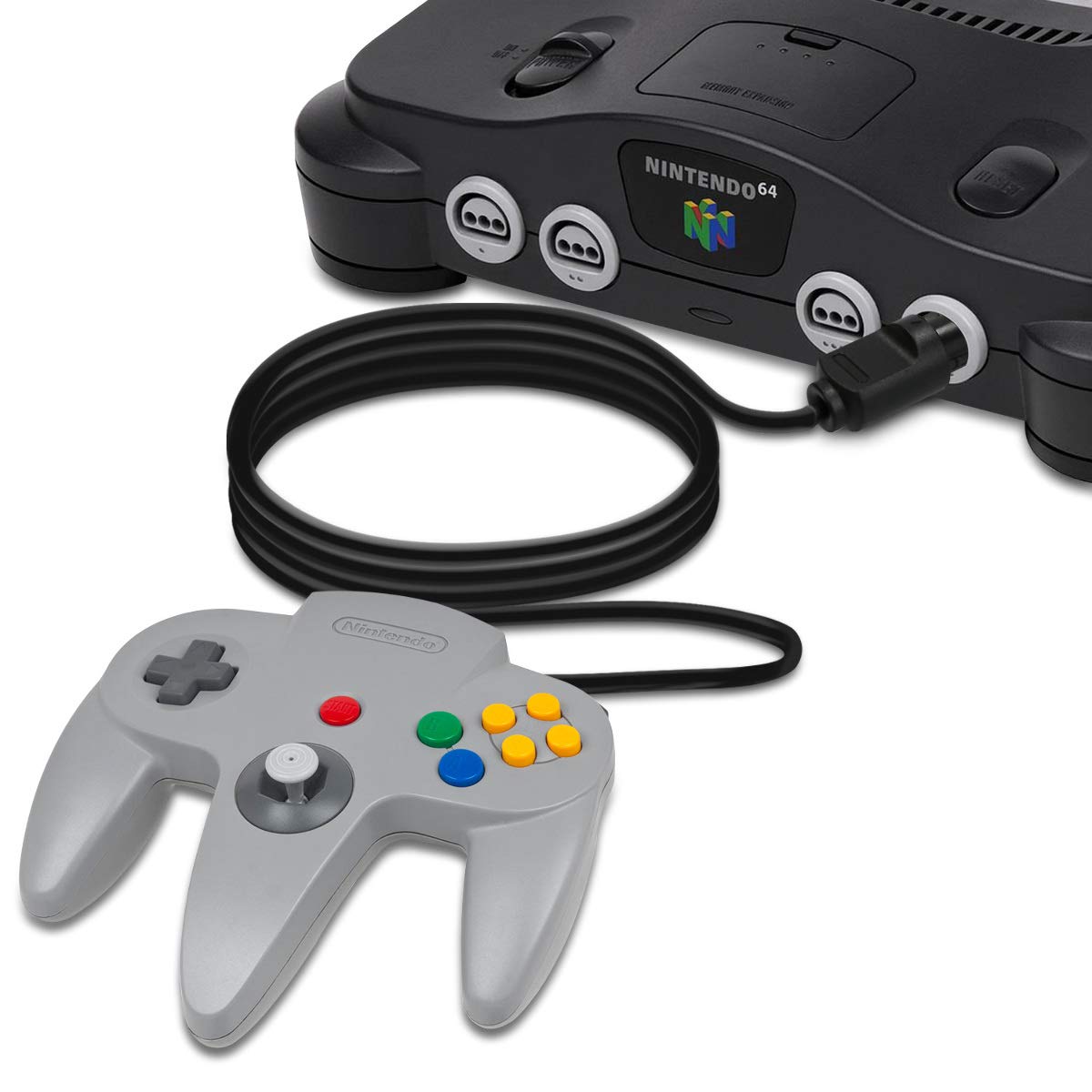 kwmobile 2x Cable de extensión compatible con Nintendo 64 Controller - Cable para consola de 180 cm en negro