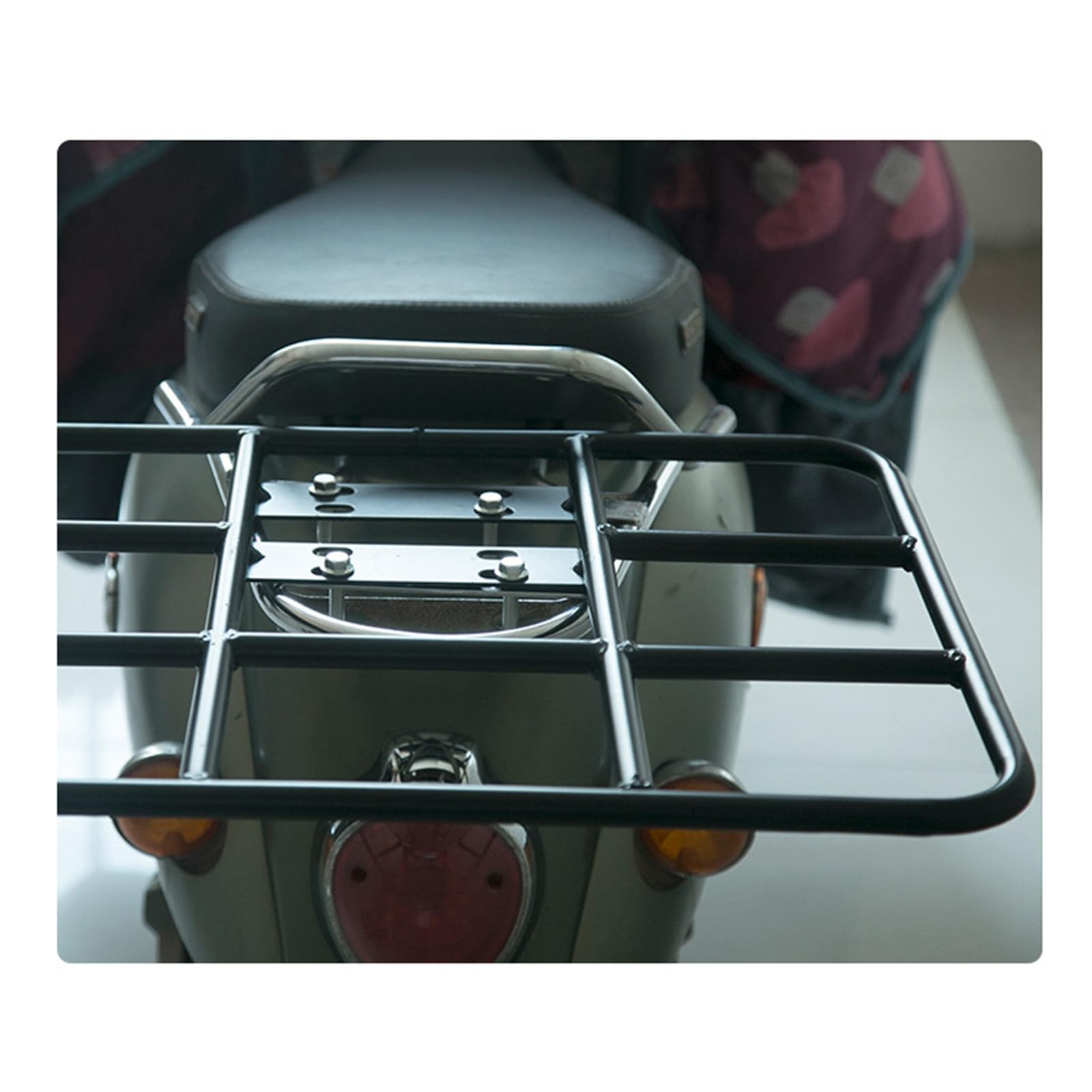 Food Delivery Box Rack Rear Grille Universal Motorcycle Rear Rack Extension 80kg Loading Seamless Steel Tube for Motorcycle Electric Bicycle(48/38-Type 2)