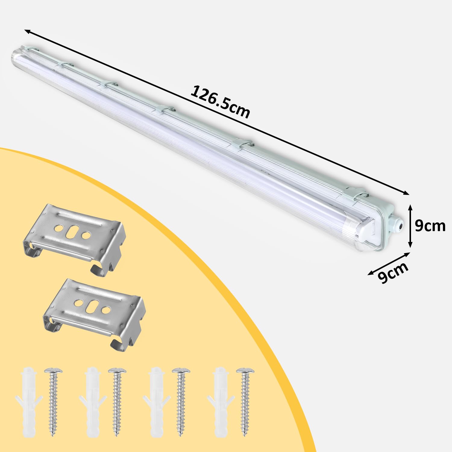 Daromigo - Lampada da soffitto a LED per ambienti umidi, 120 cm, 18 W, 1800 LM, luce bianca neutra, 4500 K, tubi T8, IP65 impermeabile, lampada per ambienti umidi, ideale per garage, cantina, ufficio