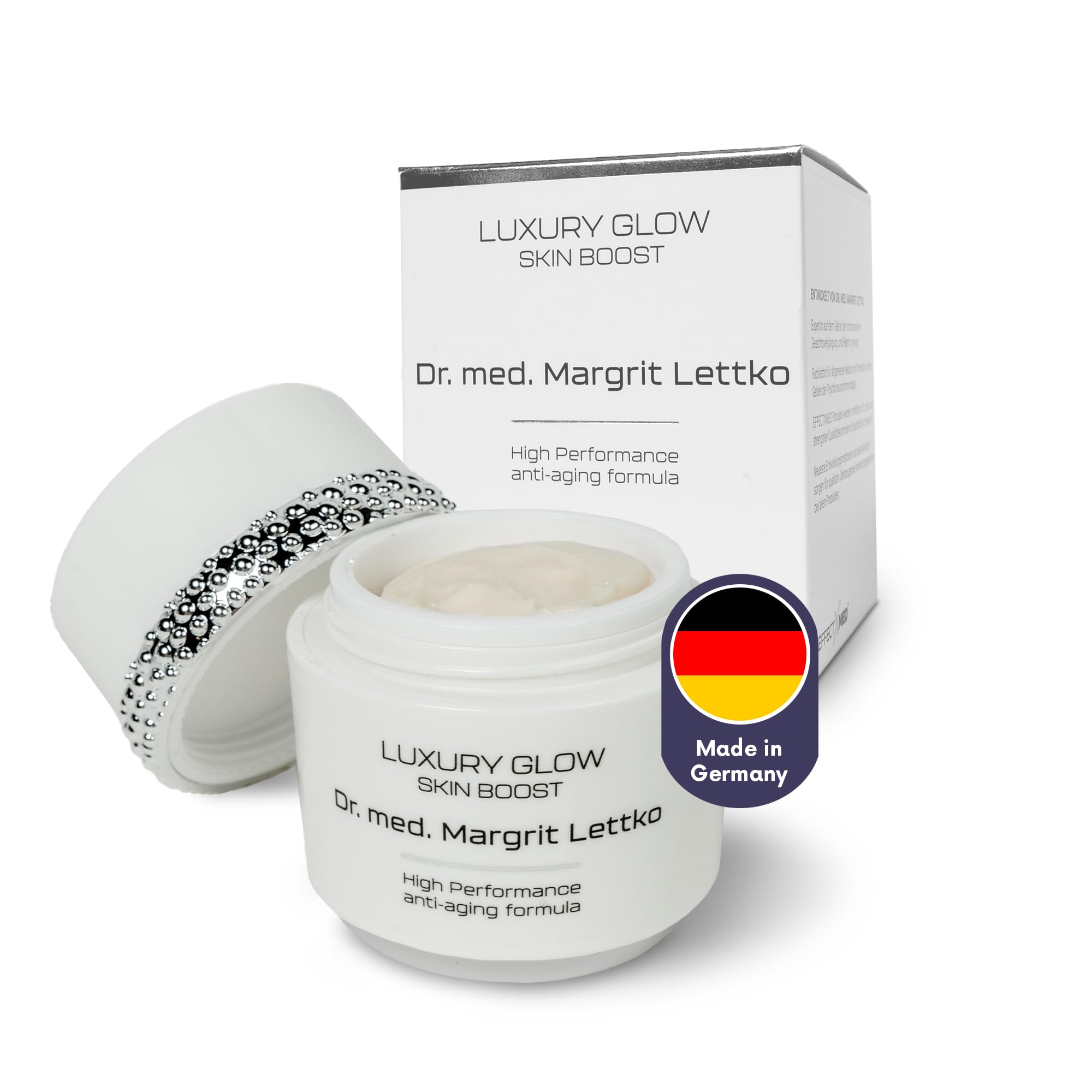EFFECTXMED – Luxury Glow Skin Boost Anti-Falten Creme 50ml – Hochwirksame Nachtcreme Feuchtigkeitscreme mit pflanzl. Extrakten entwickelt von Dr. Margrit Lettko– Medizinische Anti-Aging Gesichtscreme
