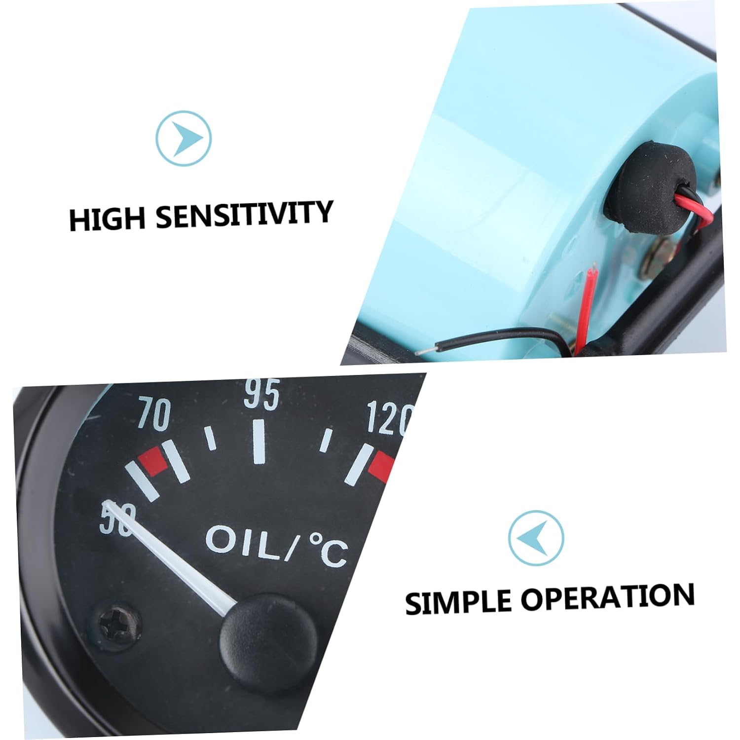Temperature Gauge with Bracket Range Easy to Install Automotive Oil Temp with Led Display