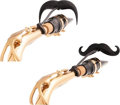 Sax-stache 2.0 - [2-Pack] Clip-on Mustache for Alto Saxophone, XL and Handlebar Combo Version, by Brasstache